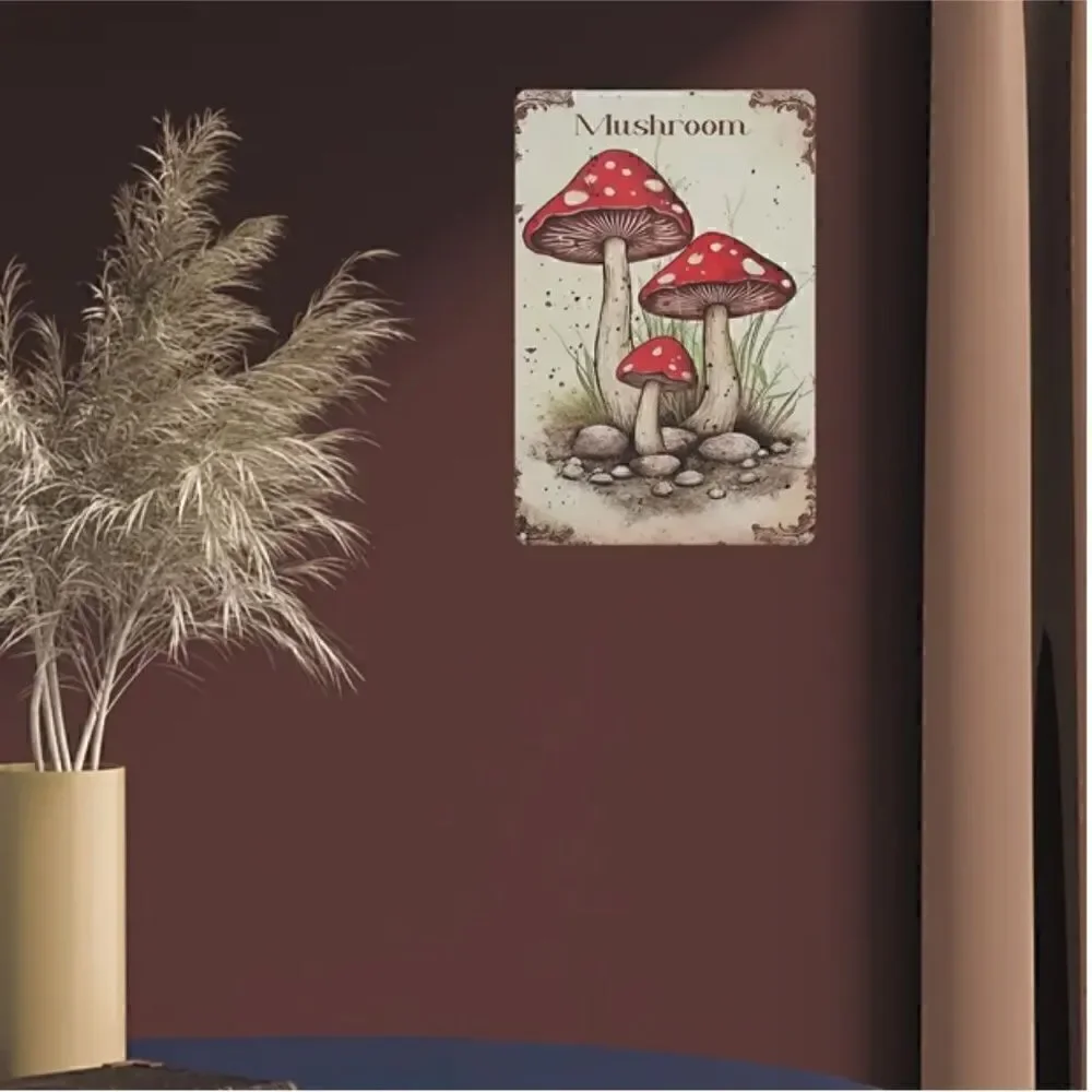 NEW HOT ITEM Red Mushroom Vintage Style Metal Sign Retro Boho Hippie Wall Decor
